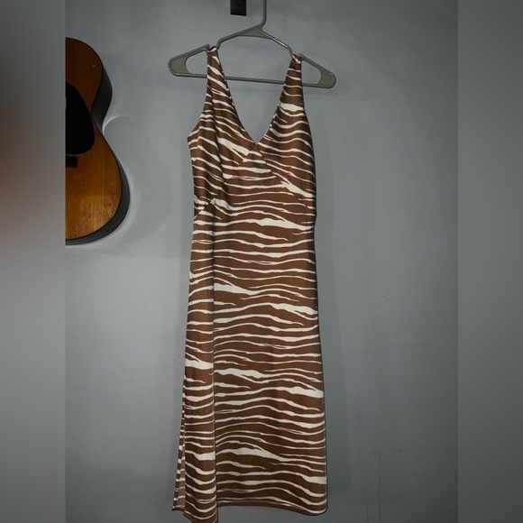 a new day Dresses & Skirts - A New Day Brown Zebra Print Side Slit Dress Size Small